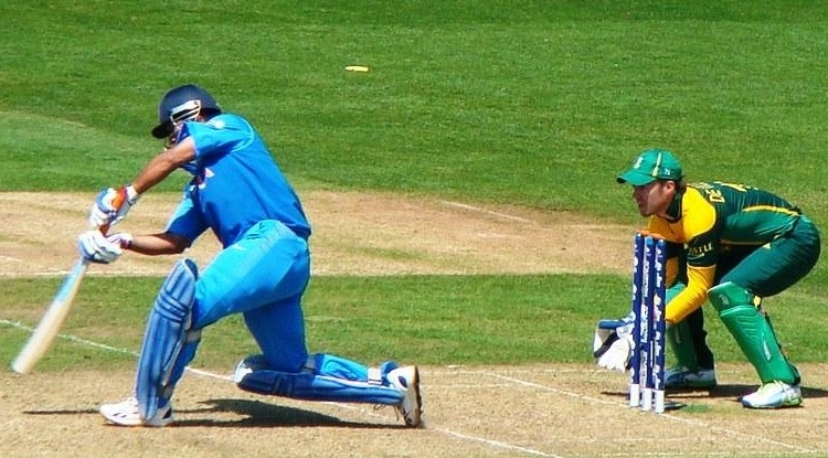 MS Dhoni playing a shot