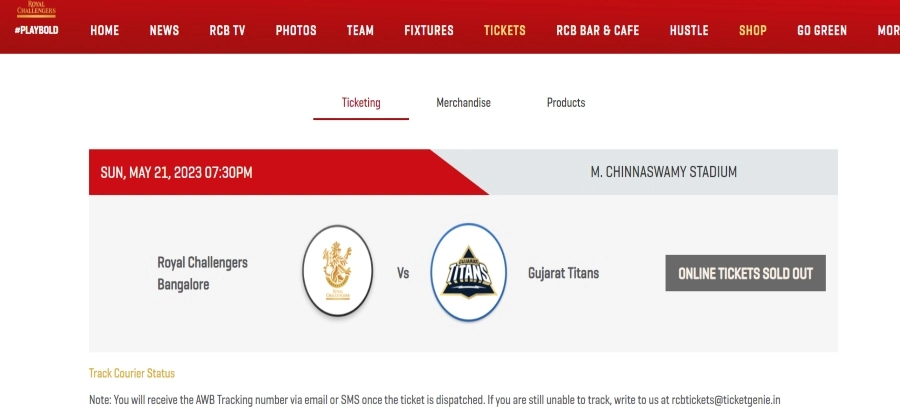 Royal Challengers Bangalore 2023 IPL tickets