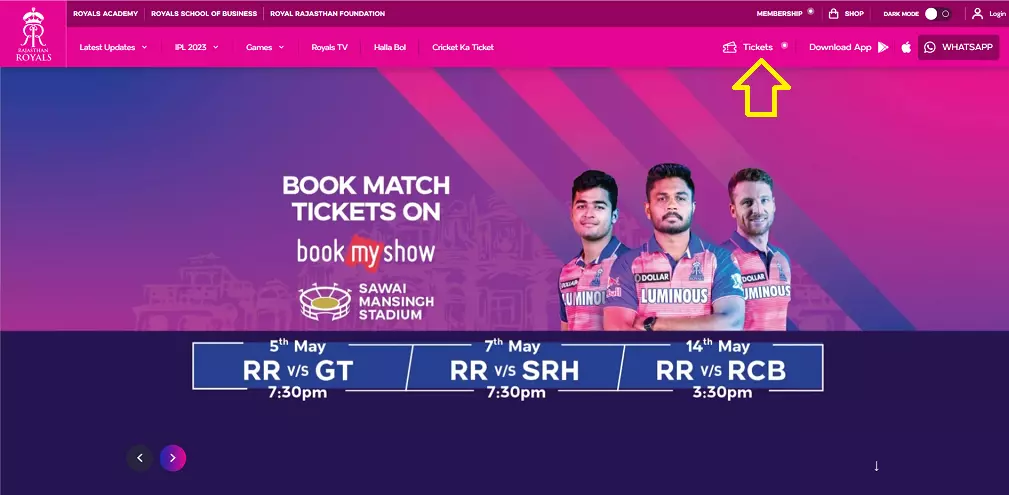 RR IPL ticket booking 2023